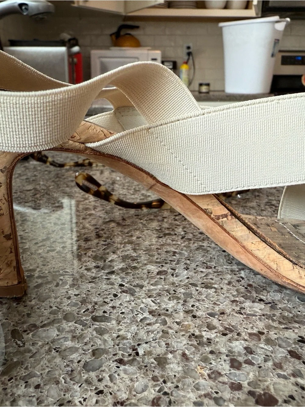 Manolo Blahnik  Cream Cross-Strap Cork Sandals - Women